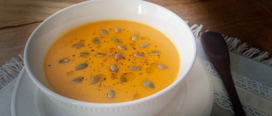 Sopa crema de calabaza y jengibre